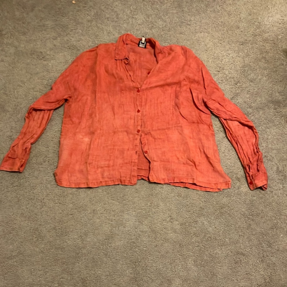 Eileen Fisher pink linen top